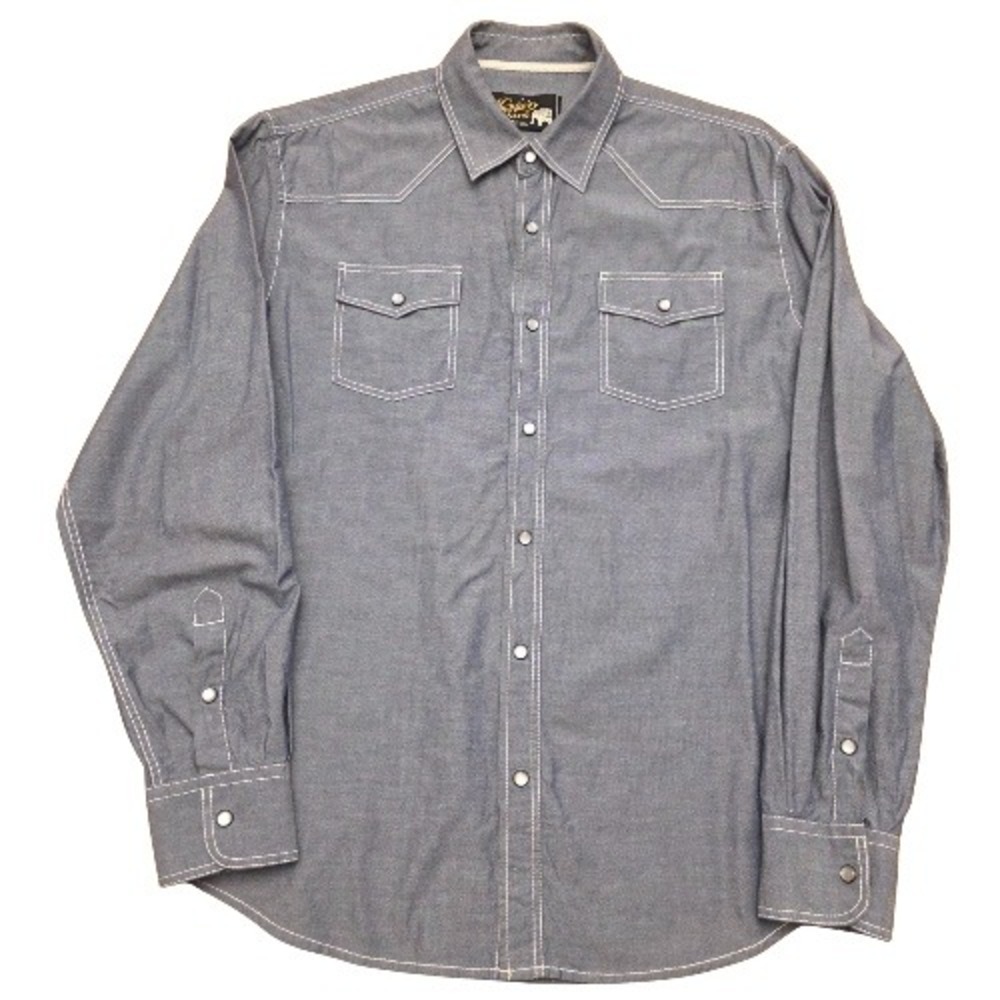 Vintage Western Style Denim Shirt Womens L Blue Long Sleeve Snap Front Pockets‎